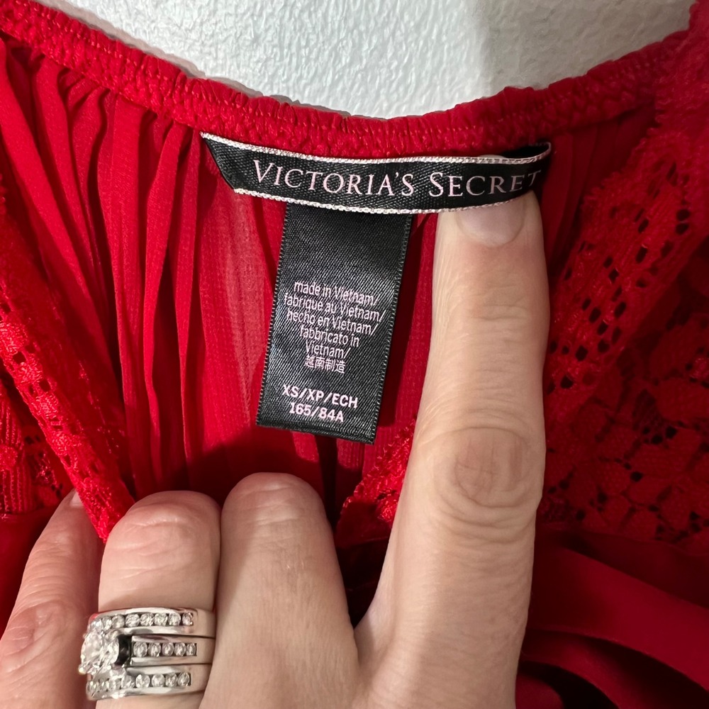 Victorias Secret Very Sexy Lingerie Lace Satin Teddy Sheer Babydoll Top Red XS - Picture 8 of 16